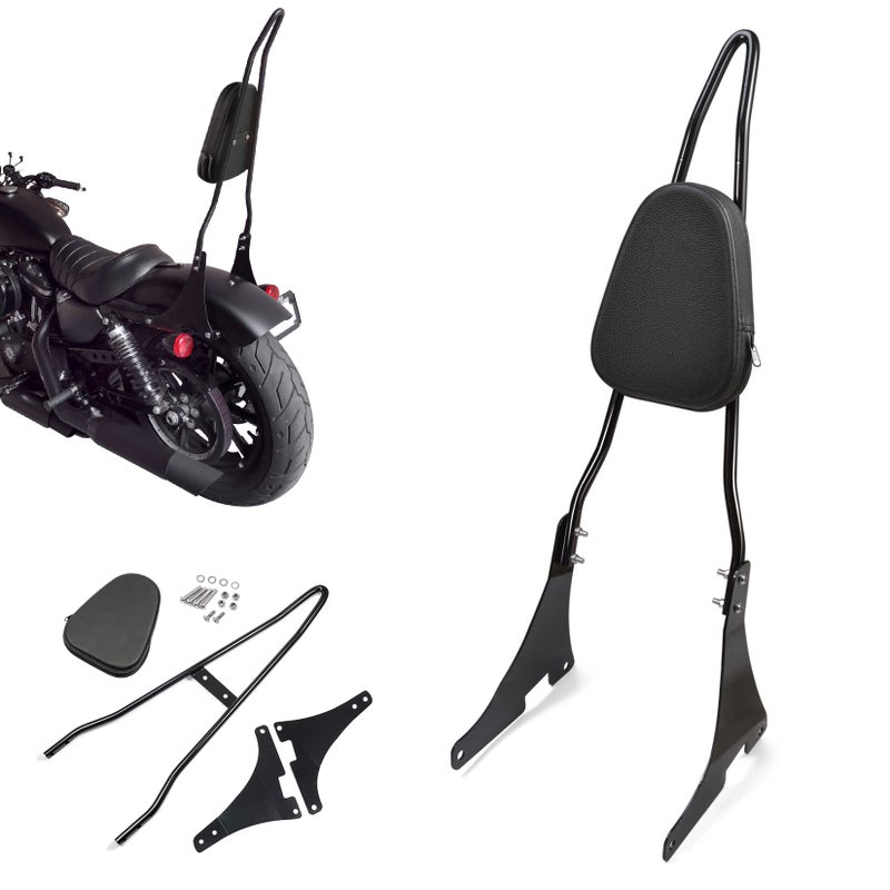 PBYMT Black Detachable Passenger Sissy Bar Backrest Pad Compatible for Harley Davidson Sportster XL1200 XL883 2004-2024 - Image 1